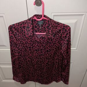 Express Pink and Black Leopard Print Blouse